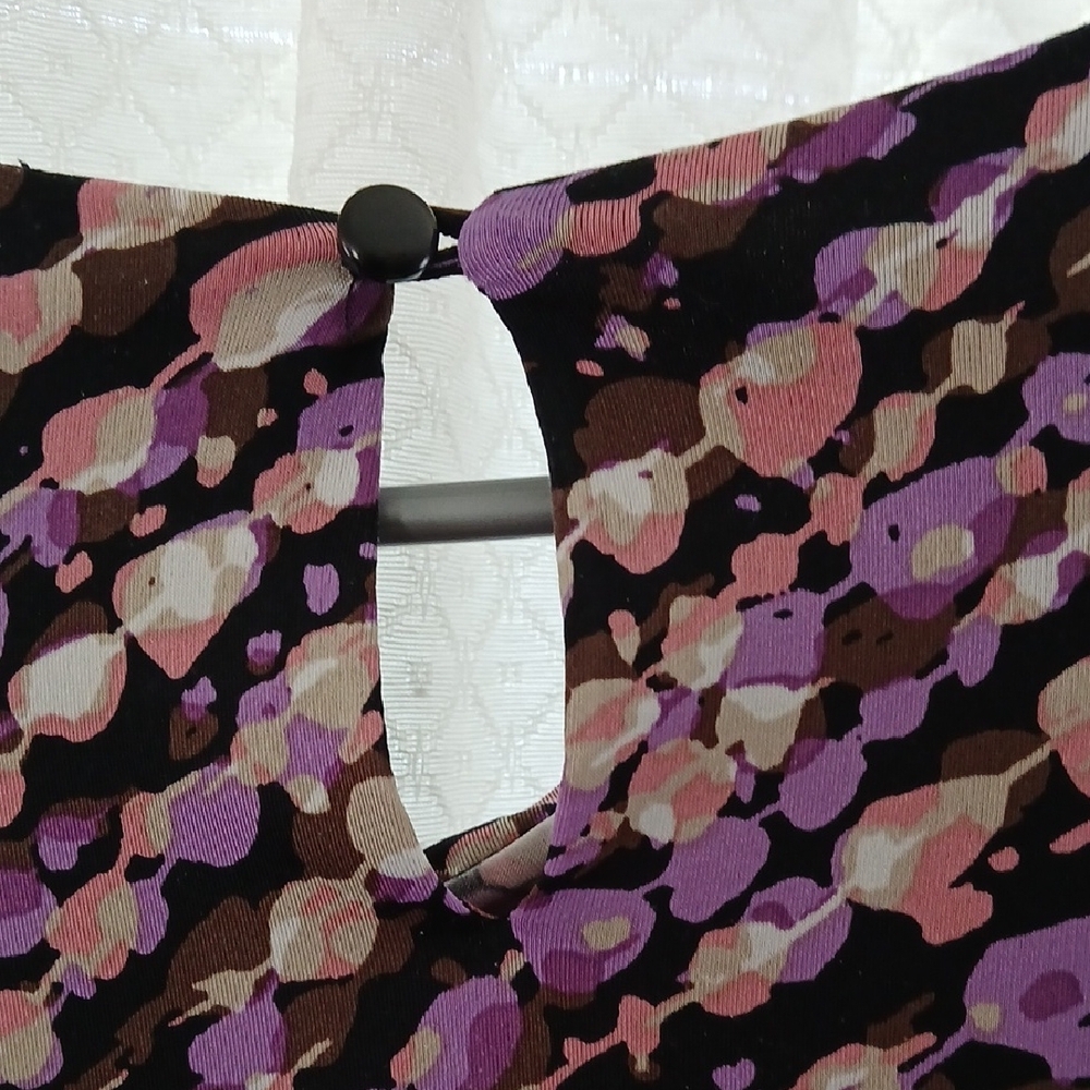 Worthington Purple and Blush Dot Cowl-Neck Blouse - Picture 6 of 8